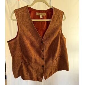 coldwater creek rust brown tweed vest size W18 women’s fall vest